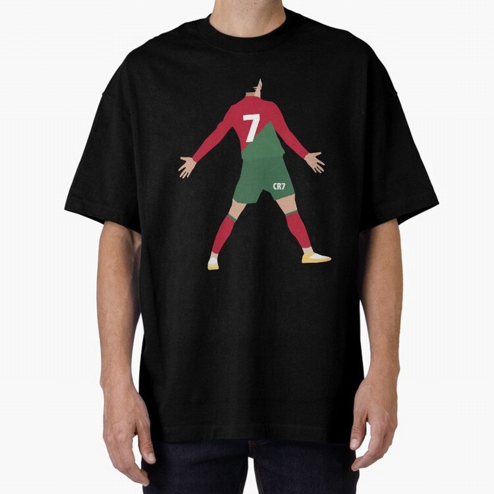 Cristiano Ronaldo illustration Oversized T-Shirt Feel International Energy from Global Football Passion for FIFA World Cup 2026, Inspired by Neymar, Brazil, Portugal and Argentina, Football Festival Excitement, Trophy Ambitions, Country Rivalries
