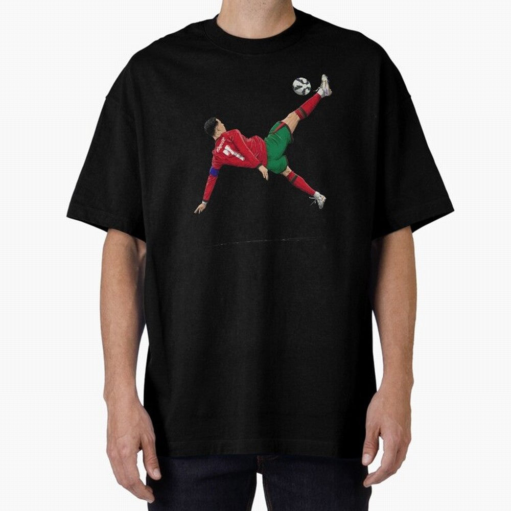 Ronaldo 910 Goal Bicycle Kick Oversized T-Shirt Relive Legendary Nights from Match Day Hype around FIFA World Cup 2026 Group Stage, Messi and Cristiano Ronaldo, Portugal, Spain and Germany, Championship Spirit, Famous Goals, Roaring Crowds and