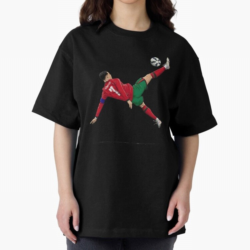 Ronaldo 910 Goal Bicycle Kick Oversized T-Shirt Relive Legendary Nights from Match Day Hype around FIFA World Cup 2026 Group Stage, Messi and Cristiano Ronaldo, Portugal, Spain and Germany, Championship Spirit, Famous Goals, Roaring Crowds and