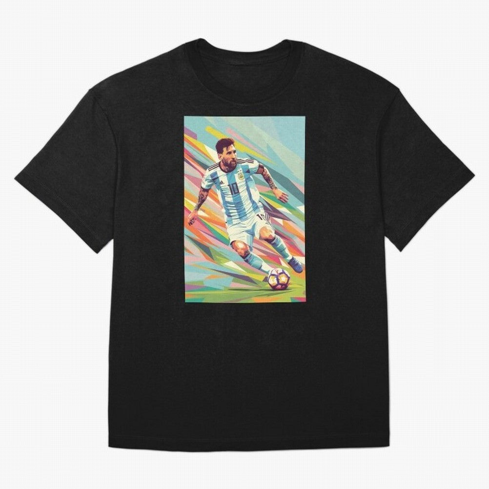 Messi in action Graphic poster design Oversized T-Shirt Create FIFA World Cup 2026 for Fans of CR7 and Portugal, Bringing Global Supporter Spirit, Legendary Goals, National Colors and Tournament Celebration; Ideal for Football Dads, Football Moms,