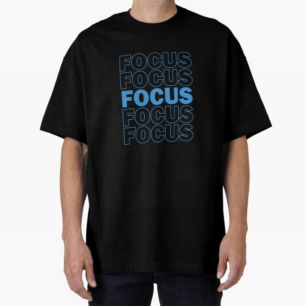 Focus Focus Focus (Blue) Oversized T-Shirt Carry National Pride through FIFA World Cup 2026 with Messi, Neymar and Mbappe, Brazil, Portugal and Argentina Energy, Game Day Rituals, Football Legends, Country Pride and the Road to the Final; Perfect