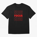 Focus Focus Focus (Red) Oversized T-Shirt Relive Match Day Hype around FIFA World Cup 2026 USA Canada Mexico, Mbappe, Brazil, Stadium Chants, National Pride, Trophy Dreams and Unforgettable Football Memories; Created for Match Day Parties, Soccer