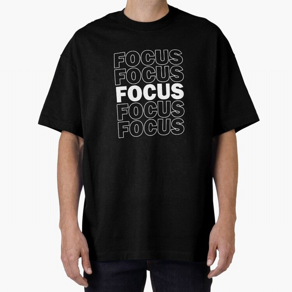 Focus Focus Focus (White Design) Oversized T-Shirt Celebrate Football Heritage in FIFA World Cup 2026 Group Stage for Fans of Cristiano Ronaldo, Haaland and CR7 and Argentina, France and Brazil, Bringing Championship Spirit, Famous Goals, Roaring