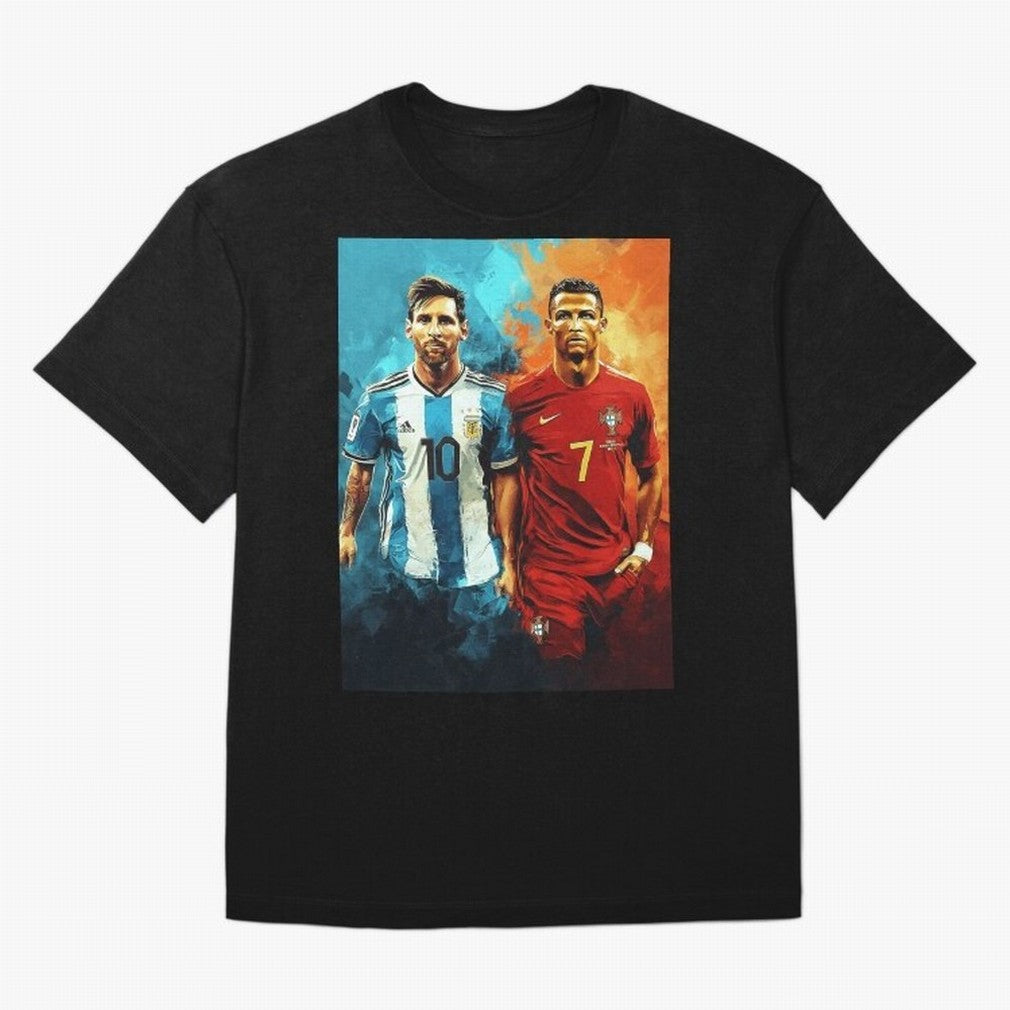 Lionel Messi and Cristiano Ronaldo Oversized T-Shirt Remember Iconic Moments from FIFA World Cup 2026 Group Stage Driven by CR7 and Messi, France and Portugal Energy, Global Supporter Spirit, Legendary Goals, National Colors and Tournament