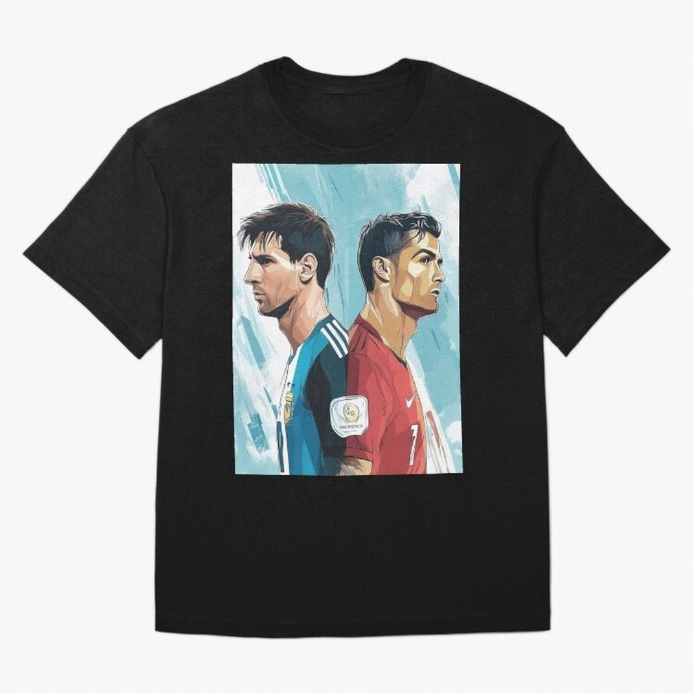 Lionel Messi and Cristiano Ronaldo Oversized T-Shirt Celebrate Global Passion for FIFA World Cup 2026 Centered on Messi and Cristiano Ronaldo, Spain Energy, Worldwide Fan Energy, Dramatic Goals, Stadium Lights and Championship Celebrations; Ideal