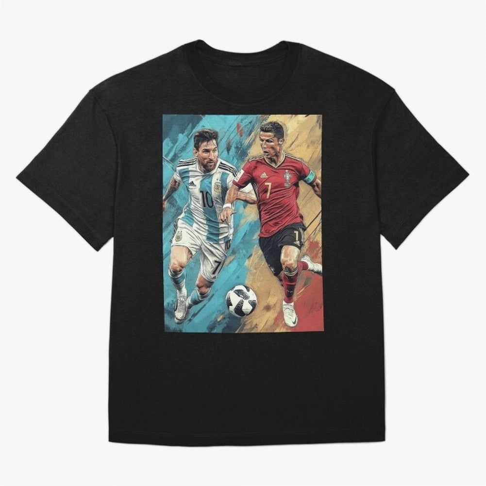 Lionel Messi and Cristiano Ronaldo Oversized T-Shirt Celebrate the Biggest Stage of FIFA World Cup 2026 Inspired by Neymar, England, France and Netherlands Energy, Sports Nostalgia, International Competition, Famous Players and Unforgettable