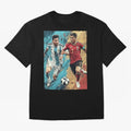 Lionel Messi and Cristiano Ronaldo Oversized T-Shirt Celebrate the Biggest Stage of FIFA World Cup 2026 Inspired by Neymar, England, France and Netherlands Energy, Sports Nostalgia, International Competition, Famous Players and Unforgettable