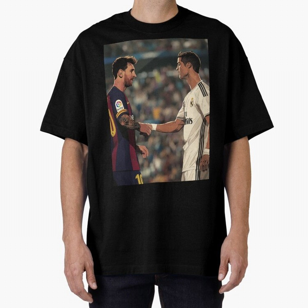 Lionel Messi and Cristiano Ronaldo Oversized T-Shirt Show Your Love for FIFA World Cup 2026 Group Stage Spirit, with Netherlands, Mbappe and Neymar, Goal Celebration Energy, Supporter Heritage, Football Icons and Worldwide Tournament Joy; Ideal for