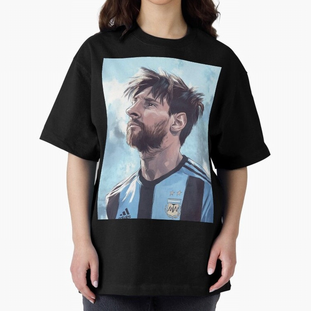 Lionel Messi Oversized T-Shirt Support Your Favorite Stars during FIFA World Cup 2026 for Fans of Messi, CR7 and Mbappe and England, Bringing Soccer Culture, Superstar Moments, National Team Dreams and Competitive Fire; Made for Collectors Who