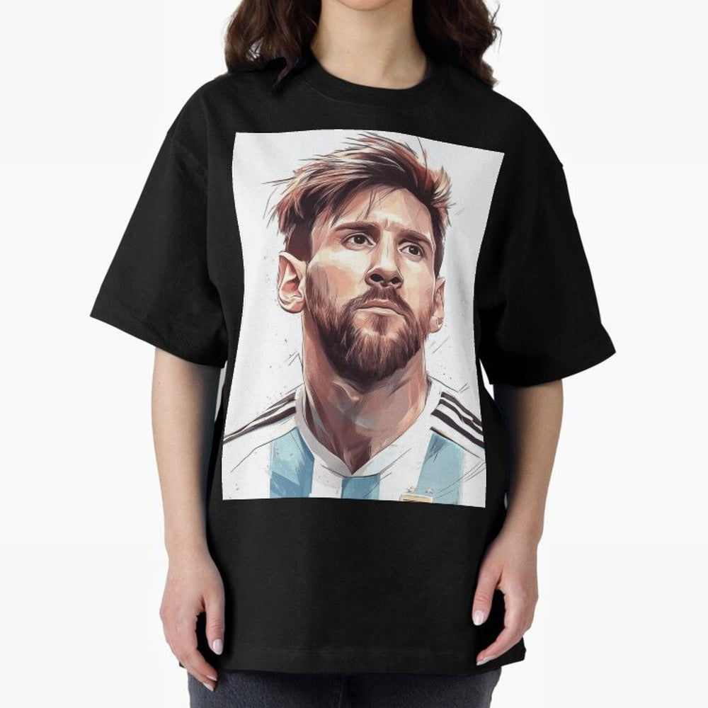 Lionel Messi Oversized T-Shirt Celebrate Soccer Greatness during Match Day Hype around FIFA World Cup 2026, CR7 and Messi, Portugal, Spain and Germany, Vintage Soccer Flavor, Modern Football Stars, National Flags and Final Night Emotion; Made for