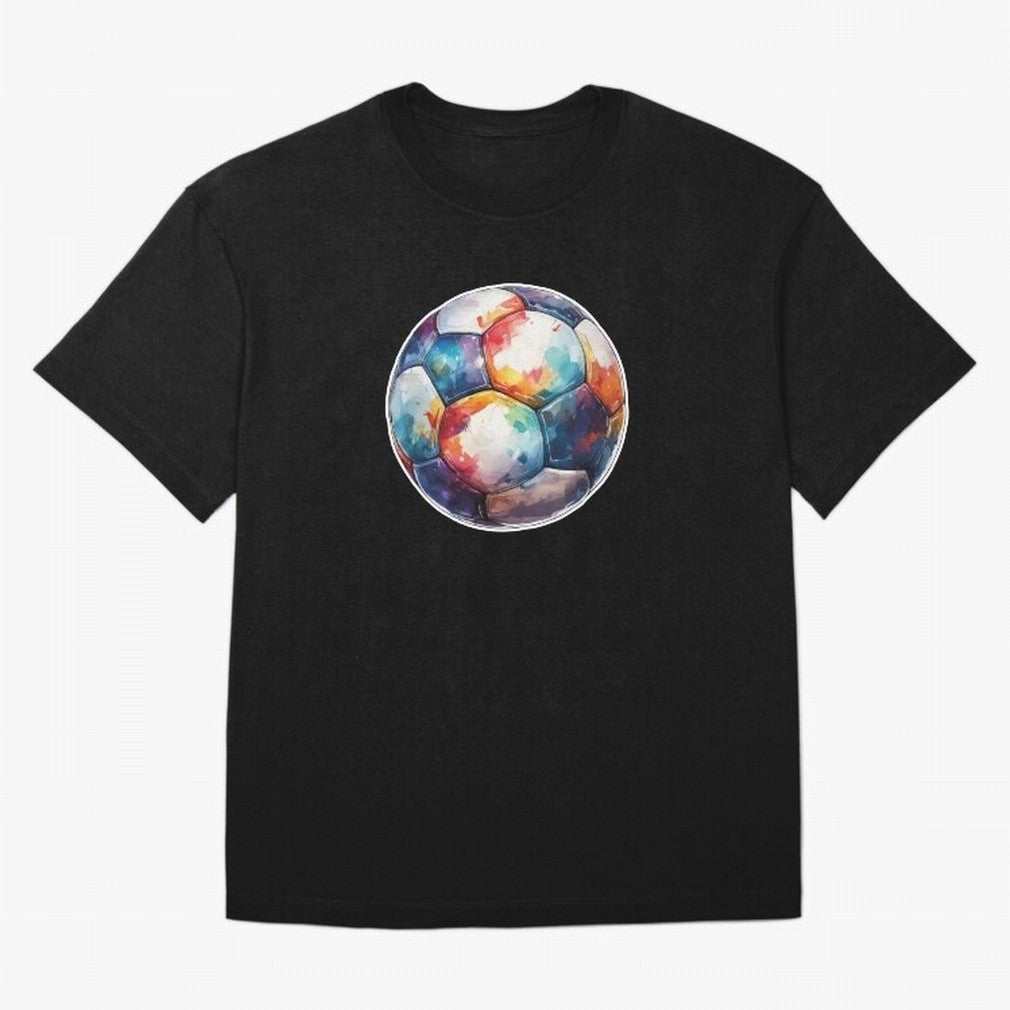 Football Soccer Ball Watercolor Illustration Drawing (Gray Blue BG) Oversized T-Shirt Show Your Stadium Side during FIFA World Cup 2026 Spirit, Capturing France, Cristiano Ronaldo, Haaland and CR7, Stadium Memories, Football Loyalty, International
