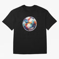 Football Soccer Ball Watercolor Illustration Drawing (Gray Blue BG) Oversized T-Shirt Show Your Stadium Side during FIFA World Cup 2026 Spirit, Capturing France, Cristiano Ronaldo, Haaland and CR7, Stadium Memories, Football Loyalty, International