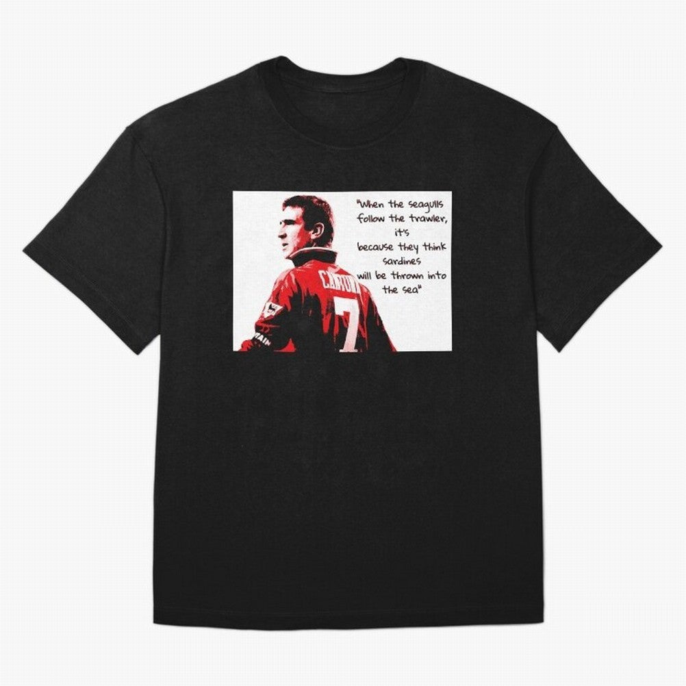 Eric Cantona - When the seagulls follow the trawler Oversized T-Shirt Show Match Day Excitement for FIFA World Cup 2026 USA Canada Mexico Spirit, Built around England, Messi, Sports Nostalgia, International Competition, Famous Players and