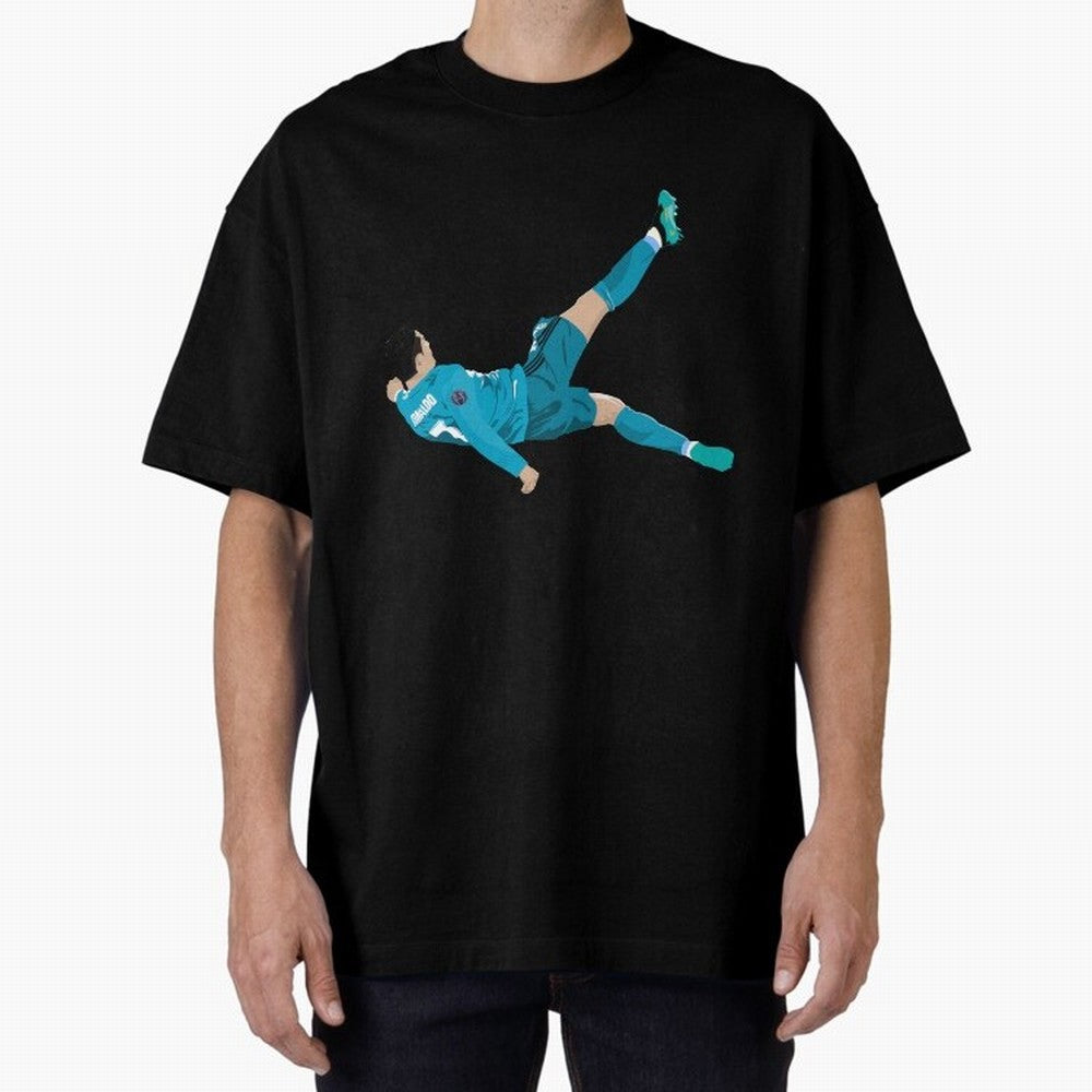 Cristiano Ronaldo Bicycle Kick Oversized T-Shirt Celebrate Golden Goal Energy in FIFA World Cup 2026 USA Canada Mexico Spirit, Inspired by Brazil, Messi and Cristiano Ronaldo, Classic Soccer Heritage, Championship Pressure, Fan Loyalty and