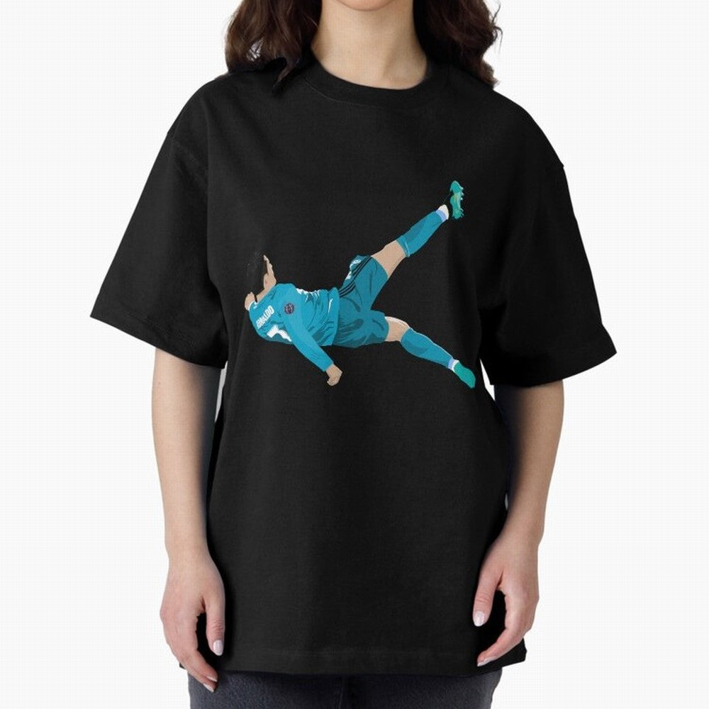 Cristiano Ronaldo Bicycle Kick Oversized T-Shirt Celebrate Golden Goal Energy in FIFA World Cup 2026 USA Canada Mexico Spirit, Inspired by Brazil, Messi and Cristiano Ronaldo, Classic Soccer Heritage, Championship Pressure, Fan Loyalty and