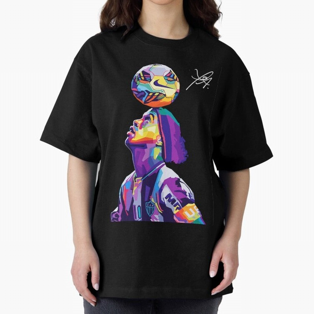 Ronaldinho Wpap Pop Art Oversized T-Shirt Follow Every Goal of FIFA World Cup 2026 for Fans of Haaland and Portugal, Bringing Goal Celebration Energy, Supporter Heritage, Football Icons and Worldwide Tournament Joy; Great for Watch Parties, Sports