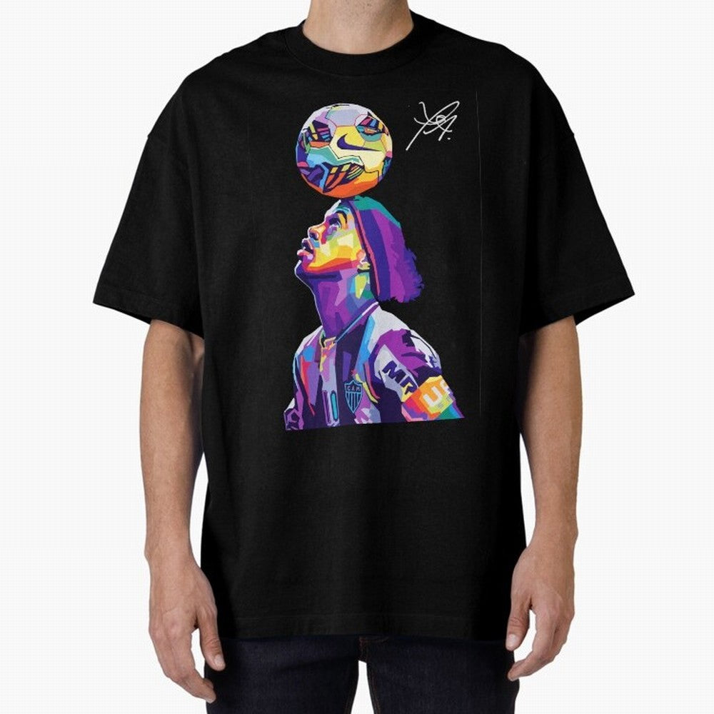 Ronaldinho Wpap Pop Art Oversized T-Shirt Follow Every Goal of FIFA World Cup 2026 for Fans of Haaland and Portugal, Bringing Goal Celebration Energy, Supporter Heritage, Football Icons and Worldwide Tournament Joy; Great for Watch Parties, Sports
