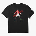 Cristano Ronaldo Celebration Block Art SIUUUU with text Oversized T-Shirt Show Support during FIFA World Cup 2026 Spirit, with Argentina and Brazil, Neymar, Haaland and Cristiano Ronaldo, Retro Football Energy, Iconic Rivalries, Trophy Chase Drama