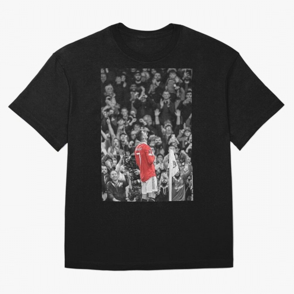 Cristiano Ronaldo Manchester United Oversized T-Shirt Celebrate Supporters United by Global Football Passion for FIFA World Cup 2026 USA Canada Mexico, Filled with Mbappe, Germany, Worldwide Fan Energy, Dramatic Goals, Stadium Lights and
