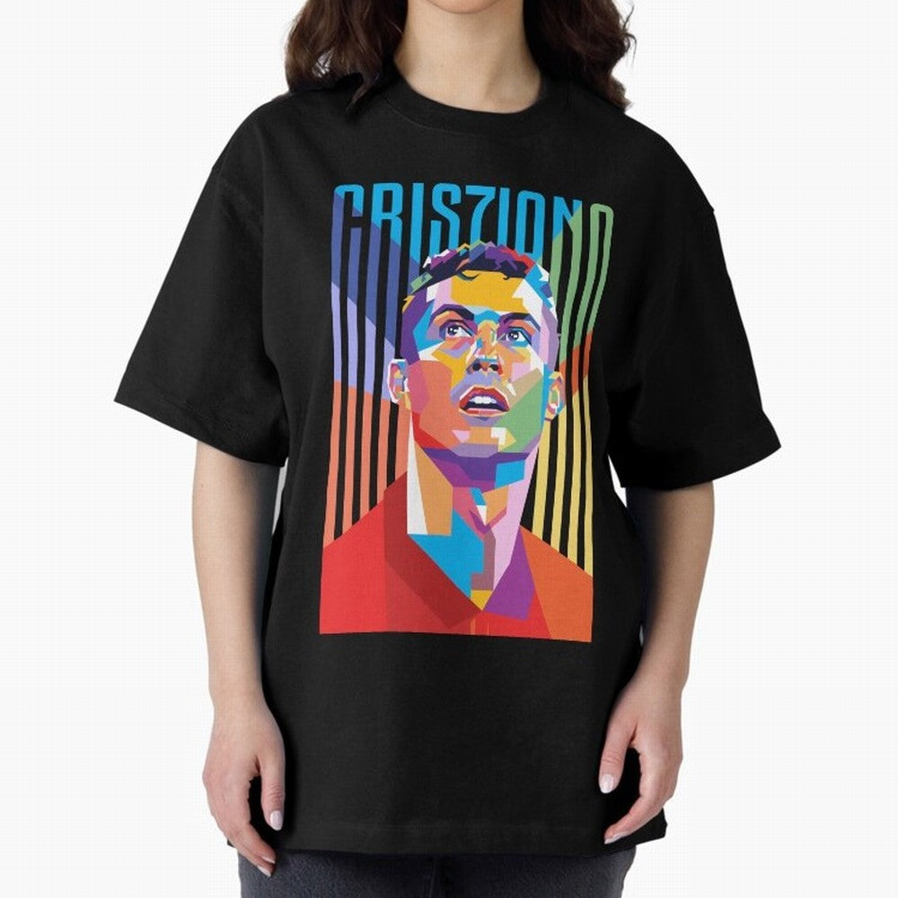 CR7 Pop Art Oversized T-Shirt Show Match Day Excitement for Global Football Passion for FIFA World Cup 2026, Connected to Haaland, Germany, Football History, Final Match Energy, Crowd Noise and Once in a Lifetime Moments; Built for Supporters