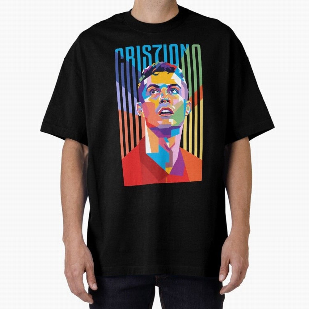 CR7 Pop Art Oversized T-Shirt Show Match Day Excitement for Global Football Passion for FIFA World Cup 2026, Connected to Haaland, Germany, Football History, Final Match Energy, Crowd Noise and Once in a Lifetime Moments; Built for Supporters
