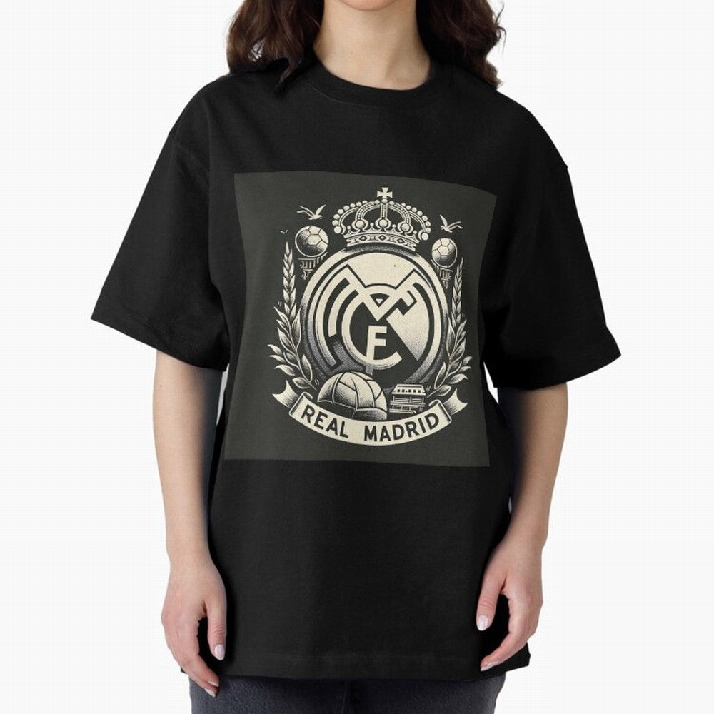 VIntage Style Real Madrid Logo Oversized T-Shirt Celebrate Global Passion for Global Football Passion for FIFA World Cup 2026, Filled with Neymar, Haaland and Cristiano Ronaldo, France, Stadium Chants, National Pride, Trophy Dreams and
