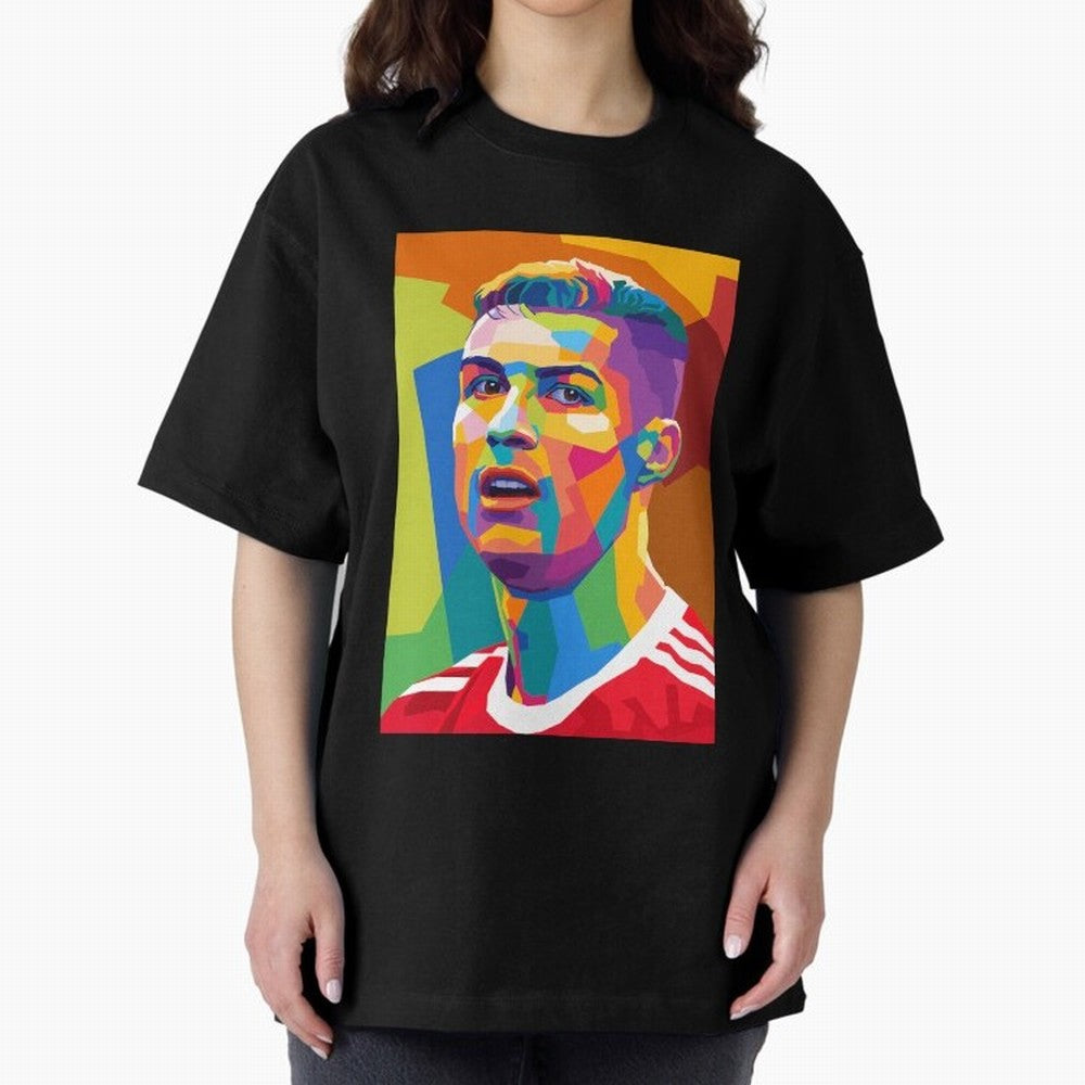 Cristiano Ronaldo Wpap Pop Art Oversized T-Shirt Cheer for FIFA World Cup 2026 Filled with Mbappe and Neymar, Argentina, France and Brazil Energy, Match Day Excitement, Supporter Culture, Golden Goals and Global Football Passion; Perfect for People