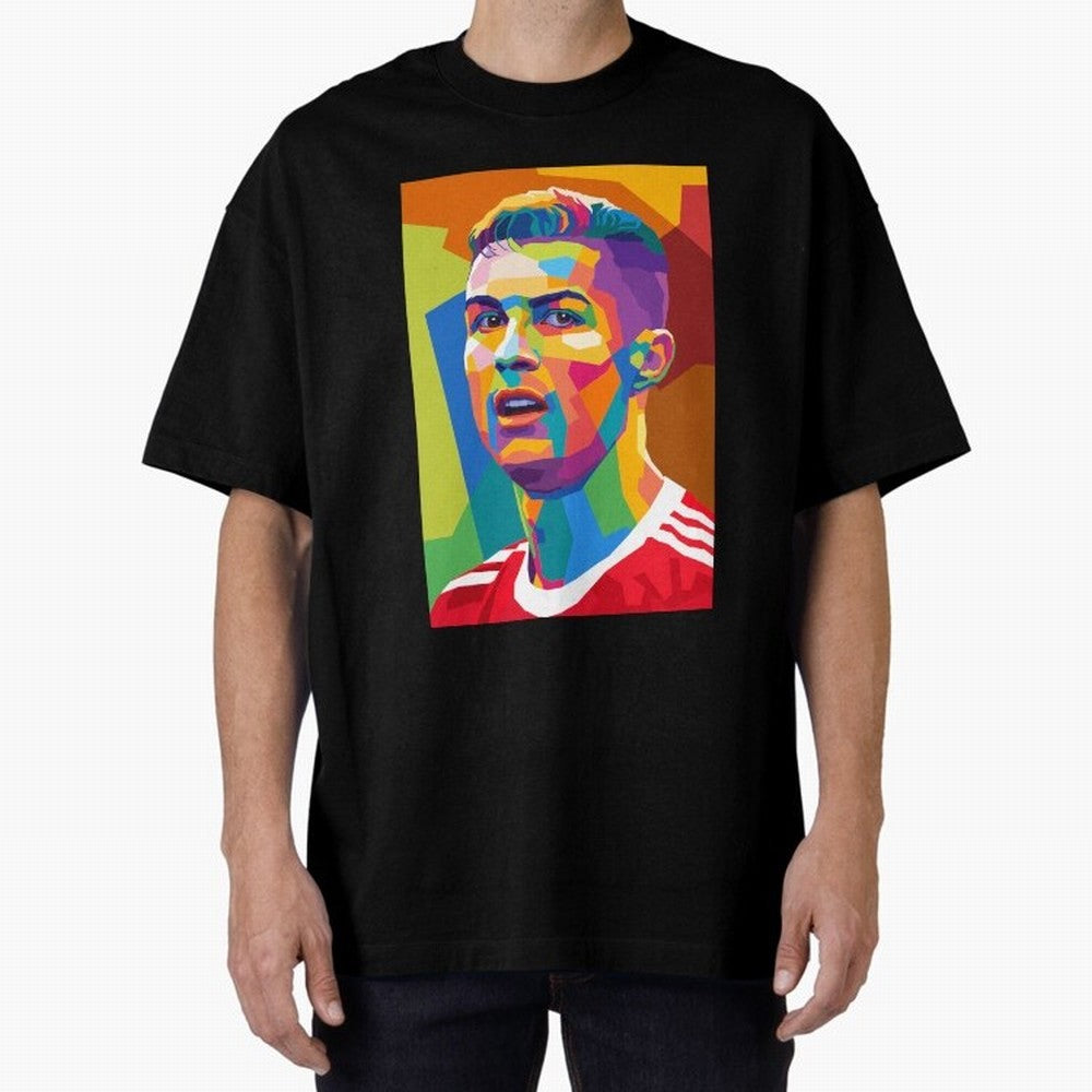 Cristiano Ronaldo Wpap Pop Art Oversized T-Shirt Cheer for FIFA World Cup 2026 Filled with Mbappe and Neymar, Argentina, France and Brazil Energy, Match Day Excitement, Supporter Culture, Golden Goals and Global Football Passion; Perfect for People