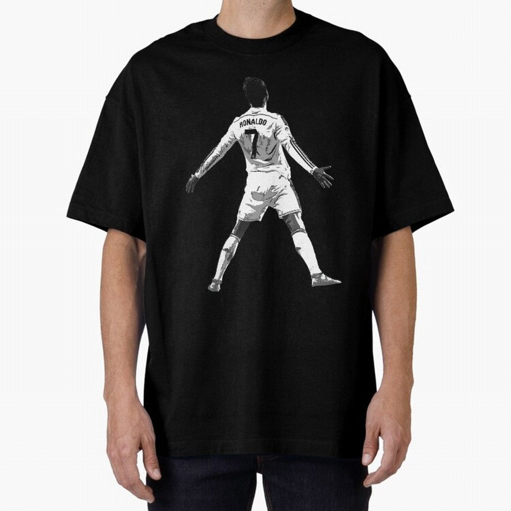 CR7 Cristiano Ronaldo Artwork - Pop Art Style Oversized T-Shirt Show Passion for the Stars of FIFA World Cup 2026 Group Stage for Fans of CR7 and Spain and Netherlands, Bringing Global Supporter Spirit, Legendary Goals, National Colors and