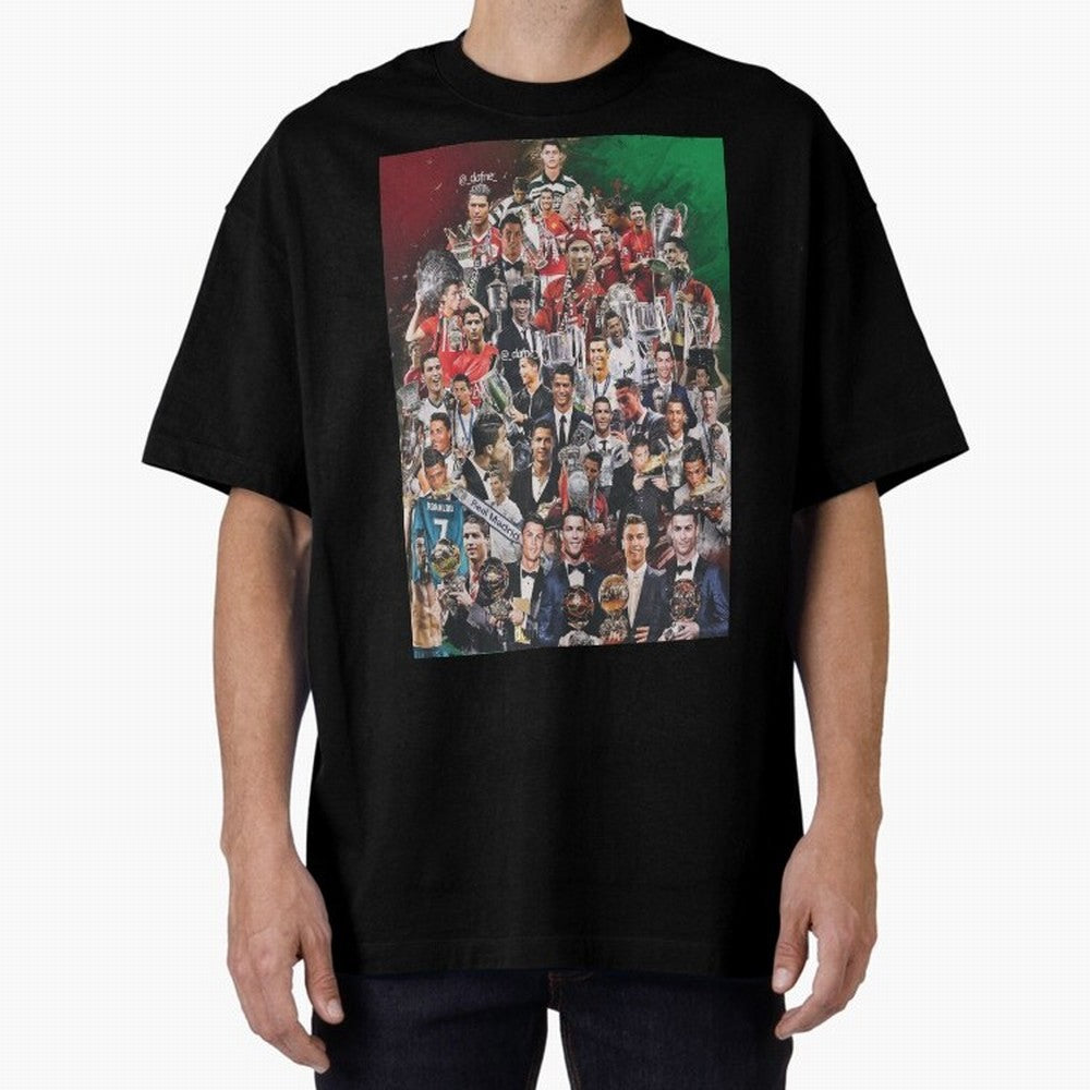 Cristiano Ronaldo (5th Ballon D'Or) Oversized T-Shirt Fuel Match Day Hype around FIFA World Cup 2026, CR7, England and Germany, Champion Mindset, Group Stage Buzz, Knockout Tension and Passionate Fan Culture; Made for Die Hard Supporters, Soccer