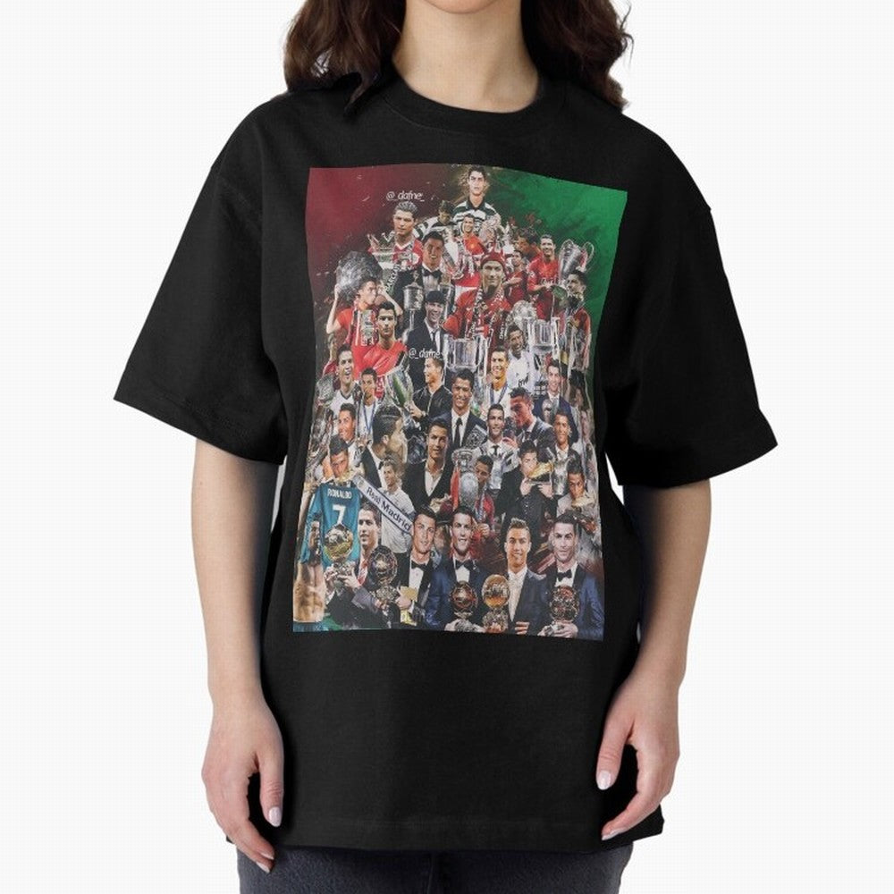 Cristiano Ronaldo (5th Ballon D'Or) Oversized T-Shirt Fuel Match Day Hype around FIFA World Cup 2026, CR7, England and Germany, Champion Mindset, Group Stage Buzz, Knockout Tension and Passionate Fan Culture; Made for Die Hard Supporters, Soccer