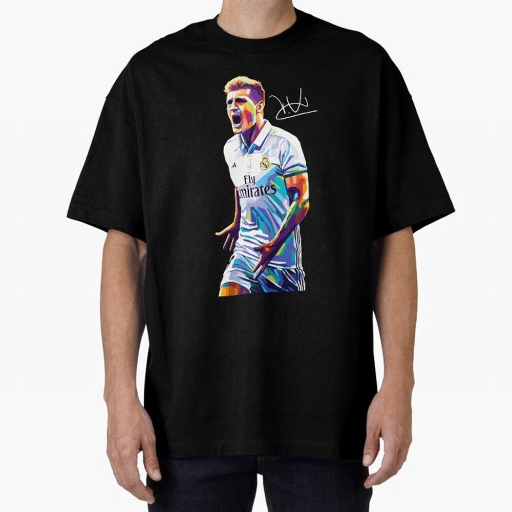 Kroos Footballer Wpap Art Oversized T-Shirt Make Memories around FIFA World Cup 2026 USA Canada Mexico Built around Cristiano Ronaldo, England and Germany Energy, Vintage Soccer Flavor, Modern Football Stars, National Flags and Final Night Emotion;