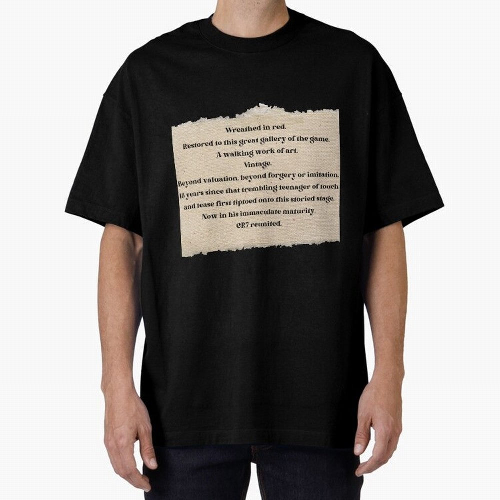 Cristiano Ronaldo Peter Drury Oversized T-Shirt Feel the Trophy Chase of FIFA World Cup 2026 for Fans of Messi and Argentina, France and Brazil, Bringing Sports Nostalgia, International Competition, Famous Players and Unforgettable Victories; Ideal