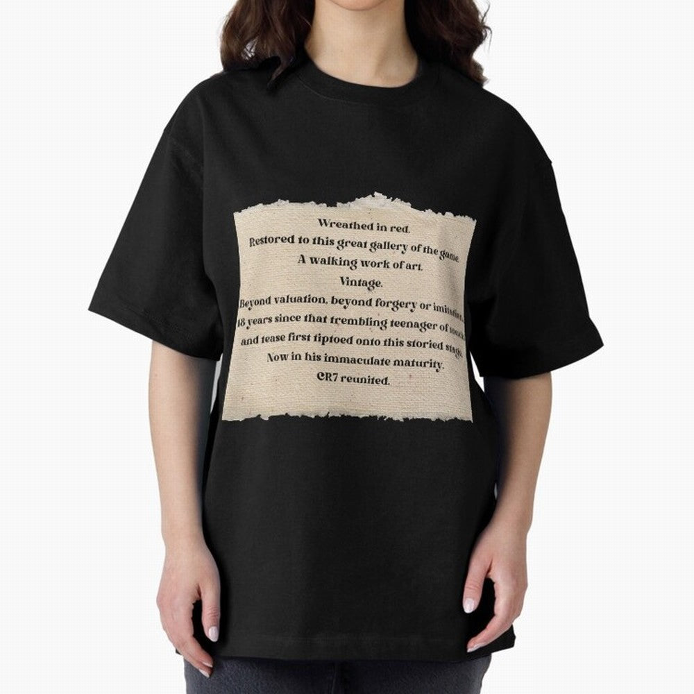 Cristiano Ronaldo Peter Drury Oversized T-Shirt Feel the Trophy Chase of FIFA World Cup 2026 for Fans of Messi and Argentina, France and Brazil, Bringing Sports Nostalgia, International Competition, Famous Players and Unforgettable Victories; Ideal