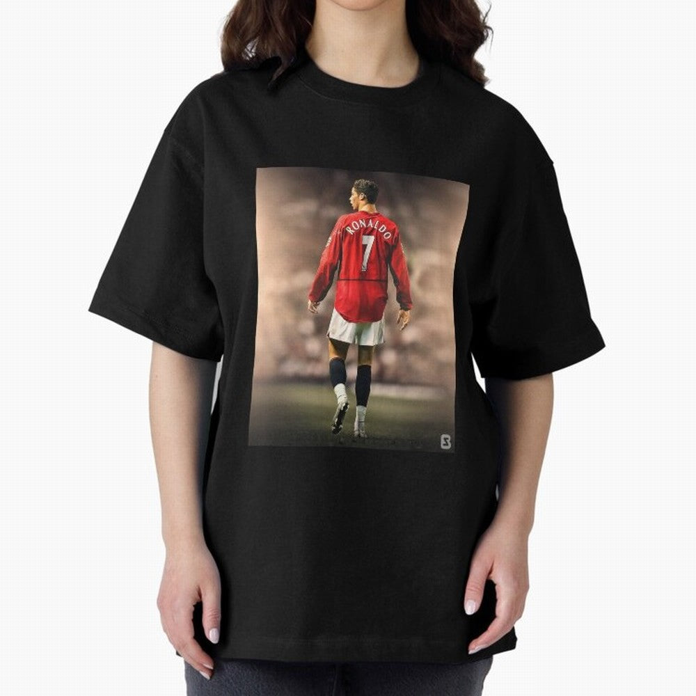 ronaldo Oversized T-Shirt Show Love for Legendary Goals in Global Football Passion for FIFA World Cup 2026 USA Canada Mexico, Centered on CR7, France, Vintage Soccer Flavor, Modern Football Stars, National Flags and Final Night Emotion; Ideal for