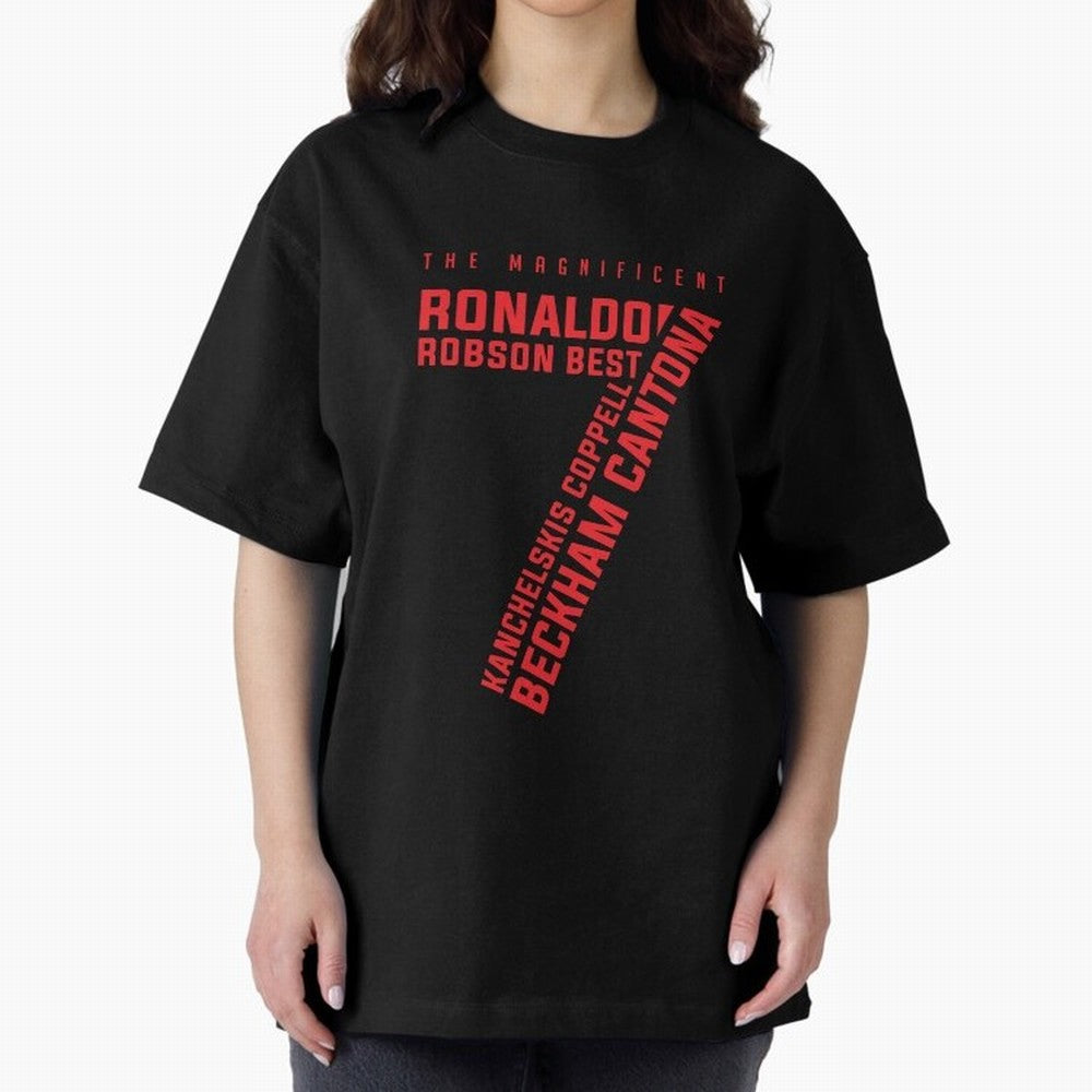 The Magnificent Seven - Man Utd Oversized T-Shirt Showcase the FIFA World Cup 2026 USA Canada Mexico Journey through Messi Highlights, England and Germany Pride, Soccer Culture, Superstar Moments, National Team Dreams and Competitive Fire; Perfect
