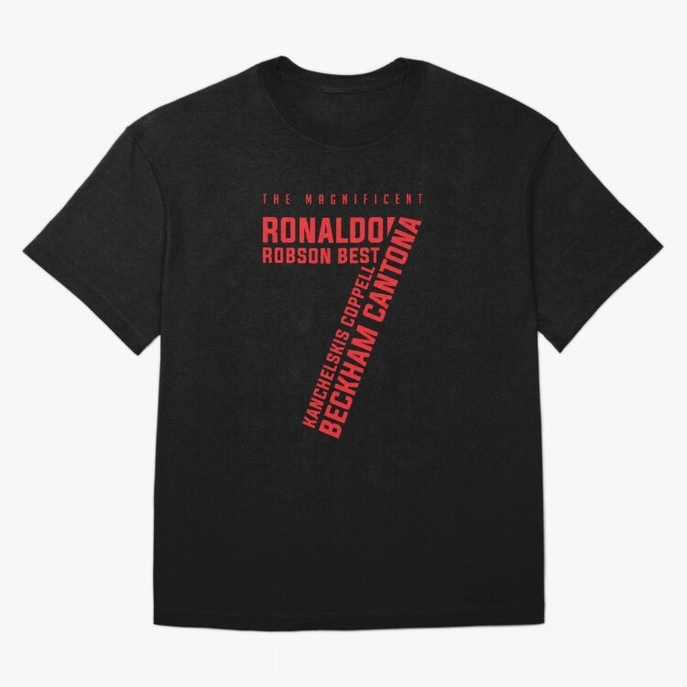 The Magnificent Seven - Man Utd Oversized T-Shirt Showcase the FIFA World Cup 2026 USA Canada Mexico Journey through Messi Highlights, England and Germany Pride, Soccer Culture, Superstar Moments, National Team Dreams and Competitive Fire; Perfect