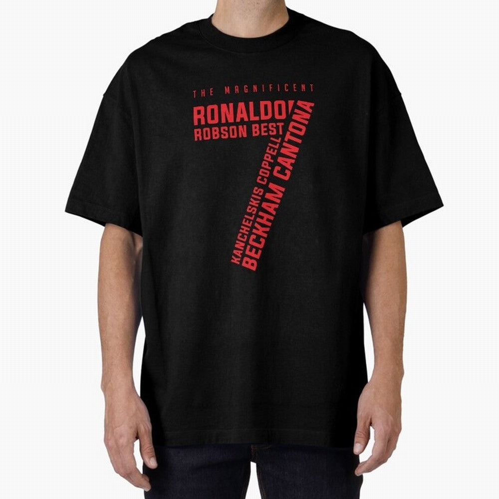 The Magnificent Seven - Man Utd Oversized T-Shirt Showcase the FIFA World Cup 2026 USA Canada Mexico Journey through Messi Highlights, England and Germany Pride, Soccer Culture, Superstar Moments, National Team Dreams and Competitive Fire; Perfect