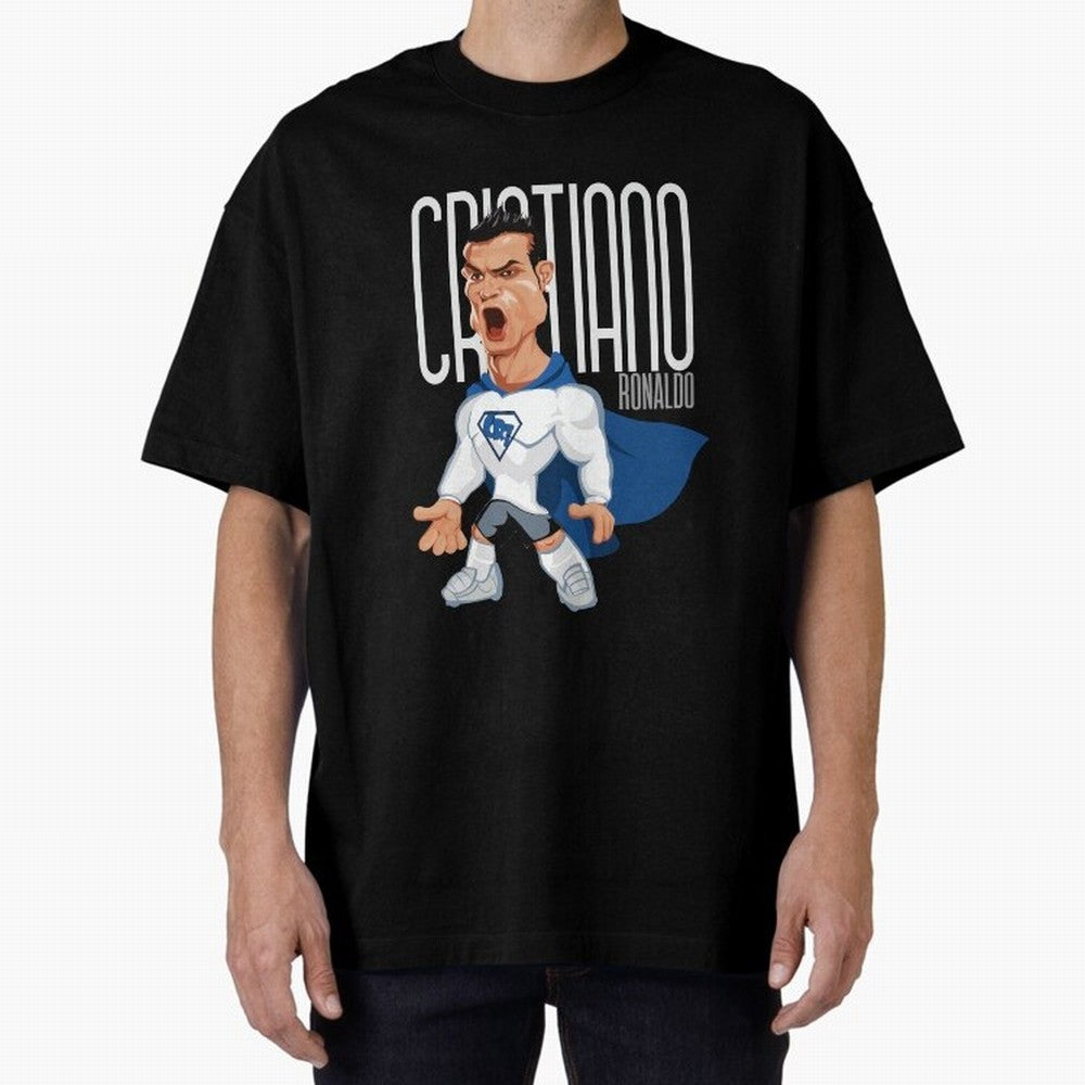 Commic Caricature of Cristiano Ronaldino 'CR7' Oversized T-Shirt Celebrate Golden Goal Energy in FIFA World Cup 2026 USA Canada Mexico Capturing Cristiano Ronaldo, Haaland and CR7, Argentina, France and Brazil Energy, Match Day Excitement,