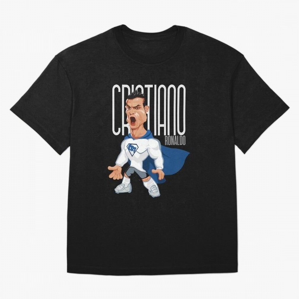 Commic Caricature of Cristiano Ronaldino 'CR7' Oversized T-Shirt Celebrate Golden Goal Energy in FIFA World Cup 2026 USA Canada Mexico Capturing Cristiano Ronaldo, Haaland and CR7, Argentina, France and Brazil Energy, Match Day Excitement,
