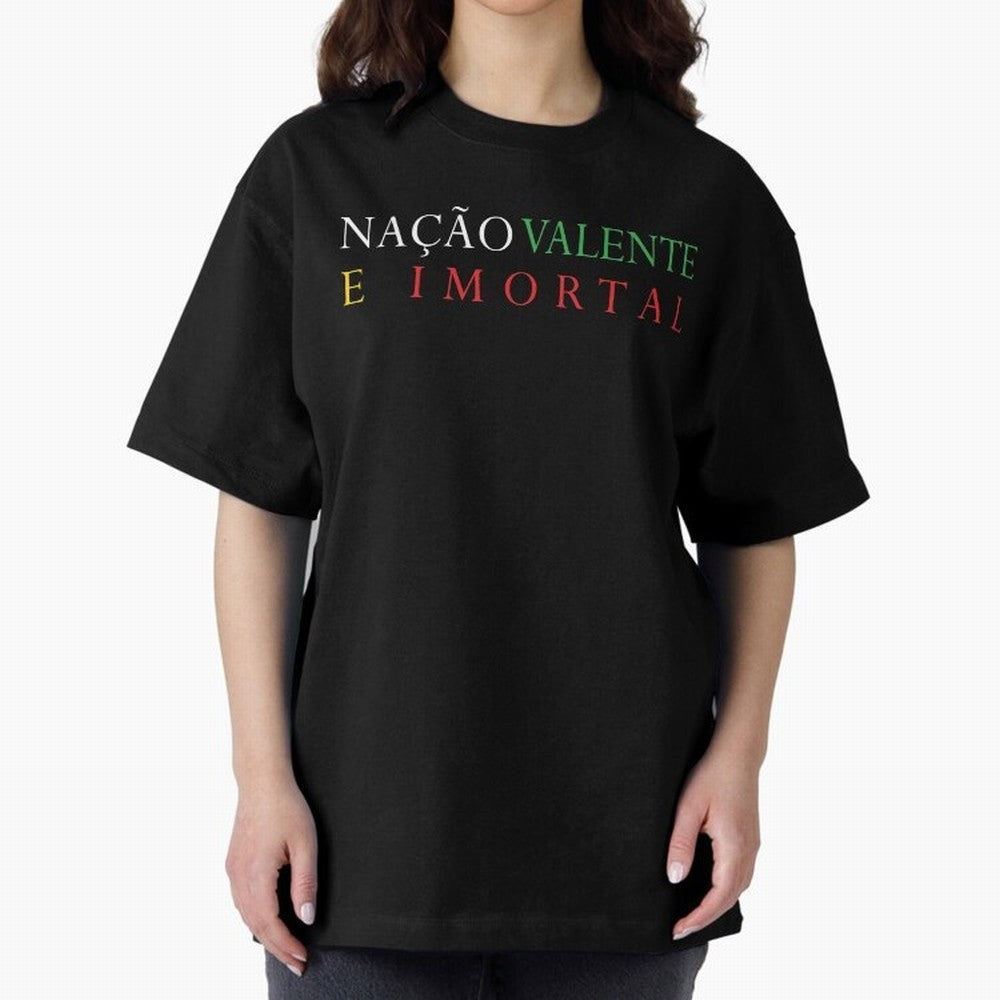 Na??o Valente e Imortal Portugal Oversized T-Shirt Create FIFA World Cup 2026 Group Stage Driven by Neymar, France Energy, Match Day Excitement, Supporter Culture, Golden Goals and Global Football Passion; Great for Supporters Who Love Legendary