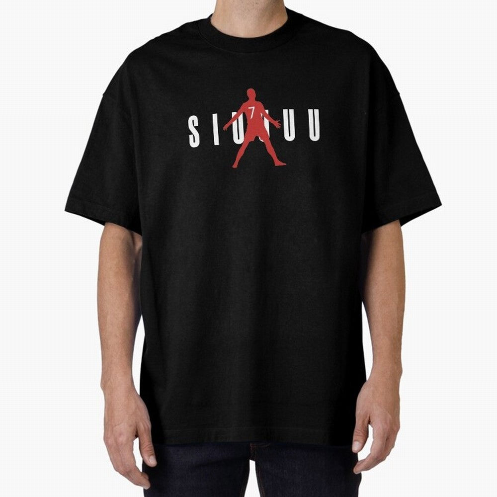 Cristiano Ronaldo Manchester United Siuuuu Oversized T-Shirt Represent Global Football Passion for FIFA World Cup 2026 Group Stage, Inspired by Neymar, Spain, Championship Spirit, Famous Goals, Roaring Crowds and International Football Unity; Made