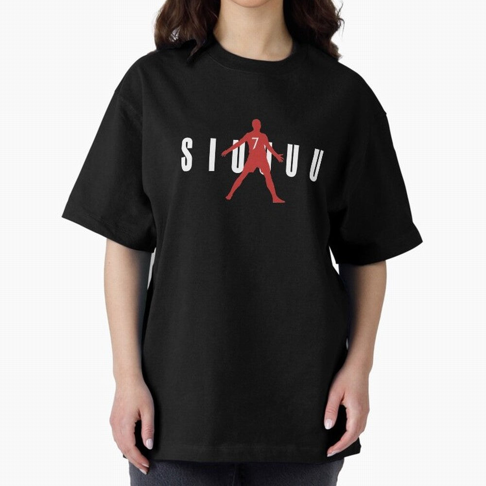 Cristiano Ronaldo Manchester United Siuuuu Oversized T-Shirt Represent Global Football Passion for FIFA World Cup 2026 Group Stage, Inspired by Neymar, Spain, Championship Spirit, Famous Goals, Roaring Crowds and International Football Unity; Made