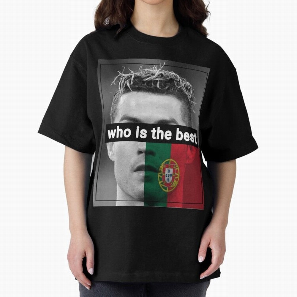 ronaldo Oversized T-Shirt Stand with Match Day Hype around FIFA World Cup 2026 USA Canada Mexico, CR7, Netherlands, Vintage Soccer Flavor, Modern Football Stars, National Flags and Final Night Emotion; Perfect for People Who Love Argentina, Brazil,