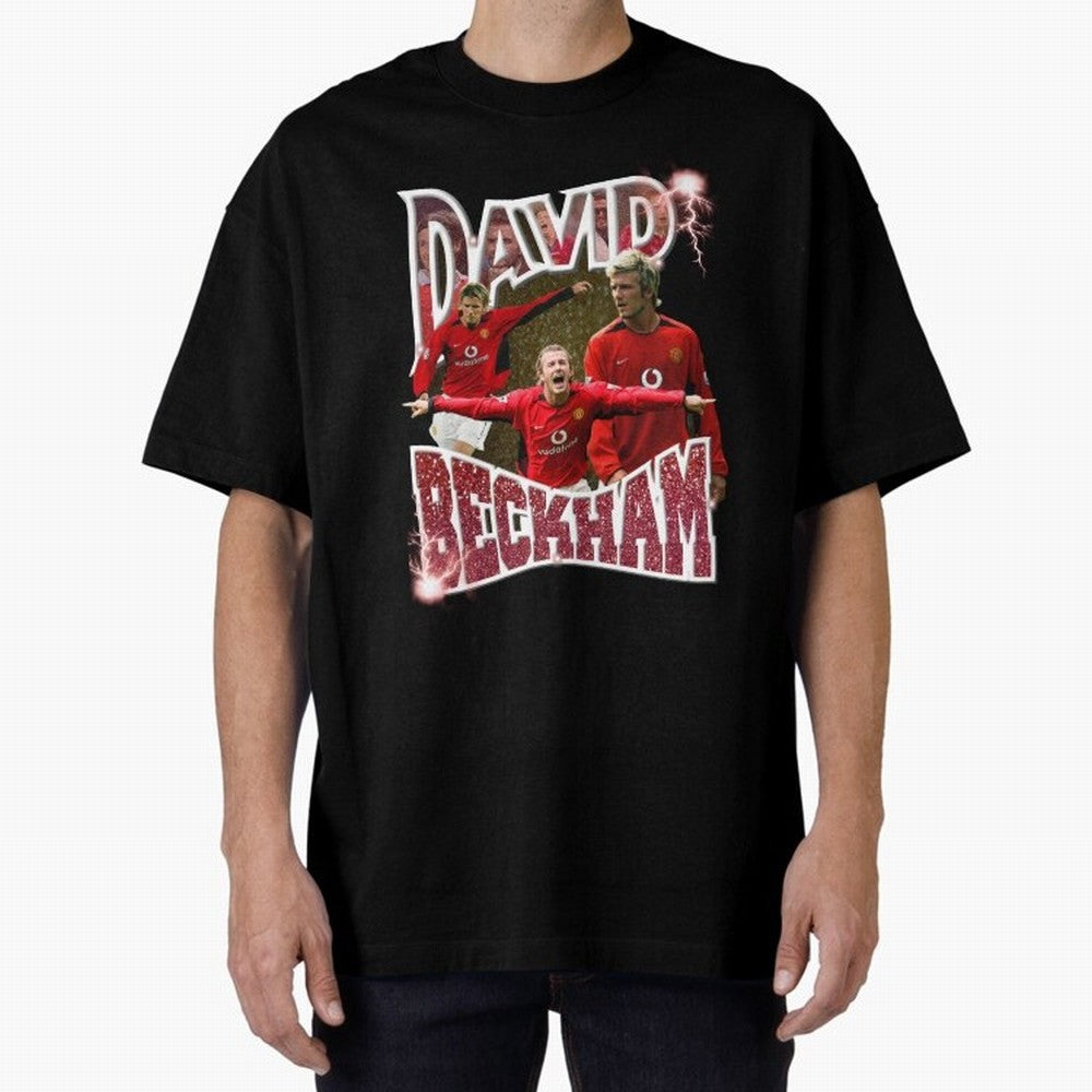 David Beckham Graphic Tee Oversized T-Shirt Feel Match Day Hype around FIFA World Cup 2026 USA Canada Mexico, Messi, Germany, Vintage Soccer Flavor, Modern Football Stars, National Flags and Final Night Emotion; Great for Watch Parties, Sports