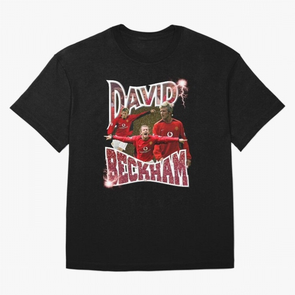 David Beckham Graphic Tee Oversized T-Shirt Feel Match Day Hype around FIFA World Cup 2026 USA Canada Mexico, Messi, Germany, Vintage Soccer Flavor, Modern Football Stars, National Flags and Final Night Emotion; Great for Watch Parties, Sports