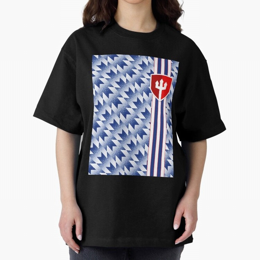 Manchester United 94 Away Jersey Pattern Oversized T-Shirt Live the Energy of FIFA World Cup 2026 Spirit, Celebrating Brazil, Portugal and Argentina, CR7, Football Passion, Legendary Performances, Festival Vibes and Supporter Community; Ideal for