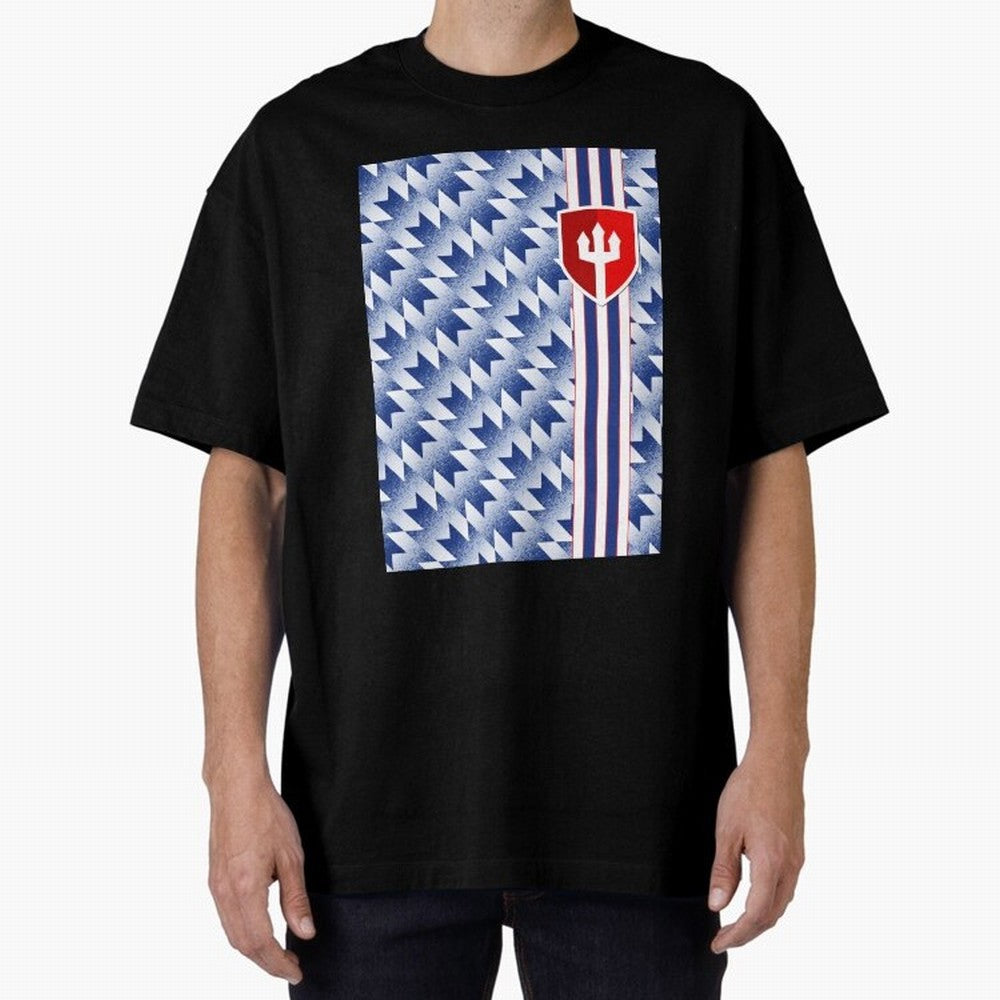 Manchester United 94 Away Jersey Pattern Oversized T-Shirt Live the Energy of FIFA World Cup 2026 Spirit, Celebrating Brazil, Portugal and Argentina, CR7, Football Passion, Legendary Performances, Festival Vibes and Supporter Community; Ideal for