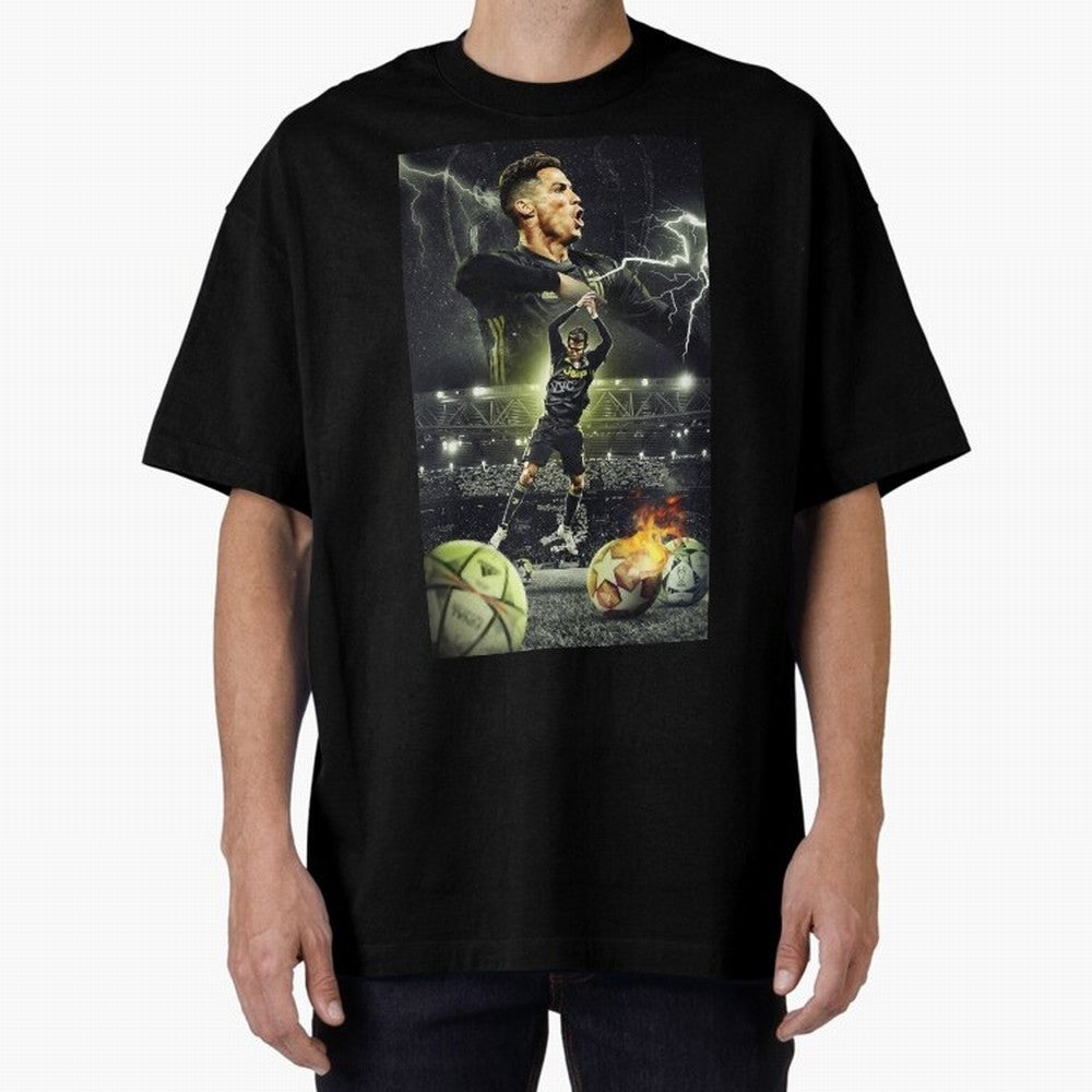 Ronaldo Illustration Oversized T-Shirt Discover FIFA World Cup 2026 for Fans of Messi, Neymar and Mbappe and Germany, Bringing Football Passion, Legendary Performances, Festival Vibes and Supporter Community; Perfect for People Who Love Argentina,