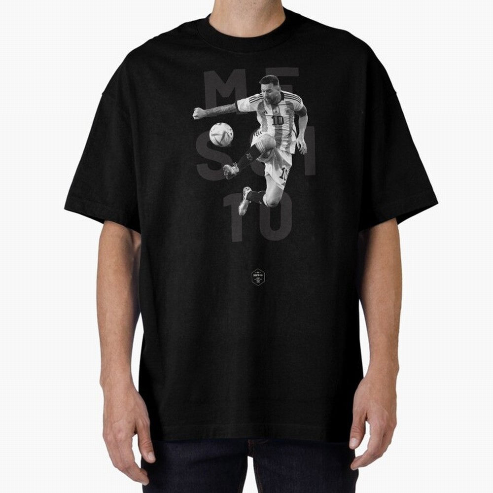Lionel Messi Oversized T-Shirt Bring Champion Energy into Global Football Passion for FIFA World Cup 2026 Group Stage, Highlighting Haaland and Mbappe, France, Retro Football Energy, Iconic Rivalries, Trophy Chase Drama and Stadium Atmosphere;